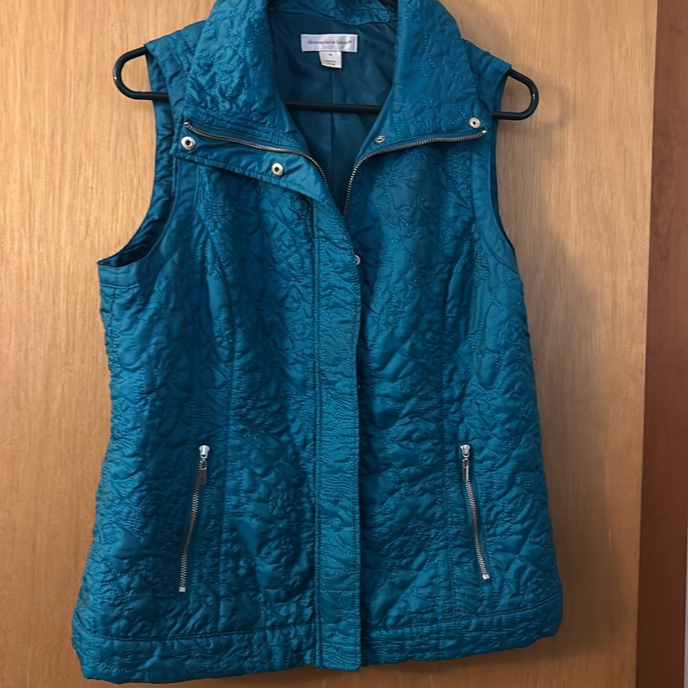 Christopher & banks teal colored quilted vest size medium - Picture 1 of 4